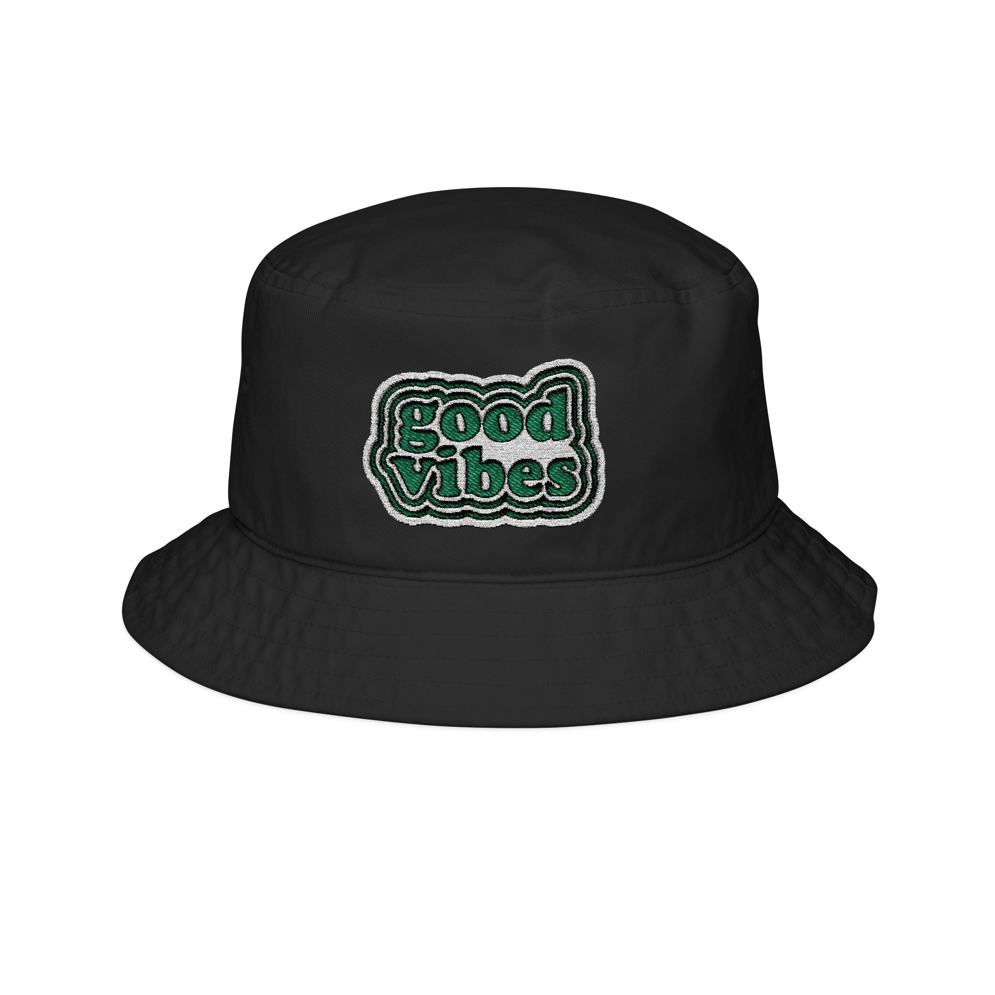 Embroidered 'Good Vibes' White Bucket Hat