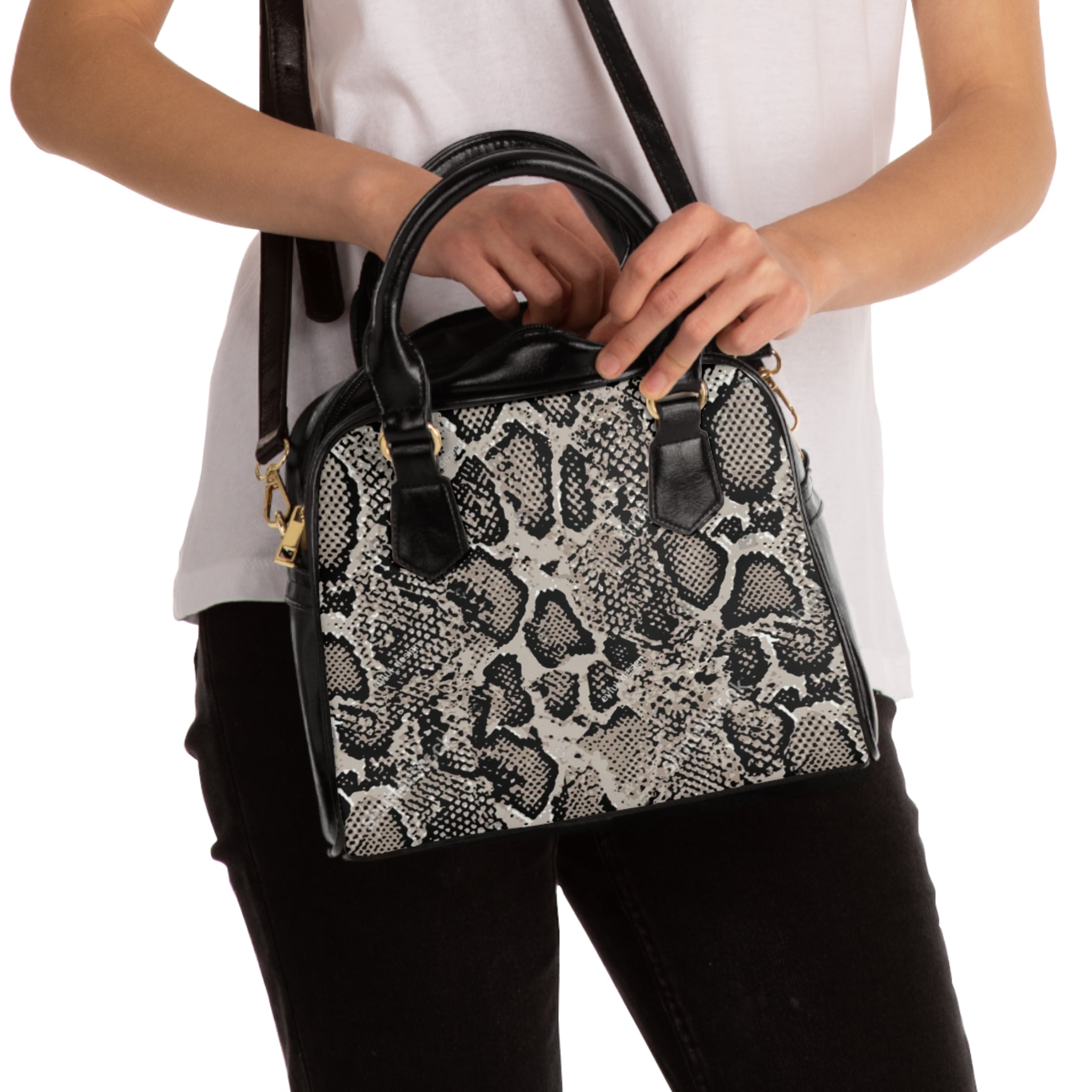 Snake Print Shoulder Handbag